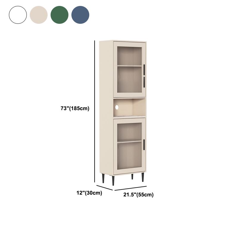 Modern Wooden Storage Cabinet with 2 Storage Shelf and Glass Paned