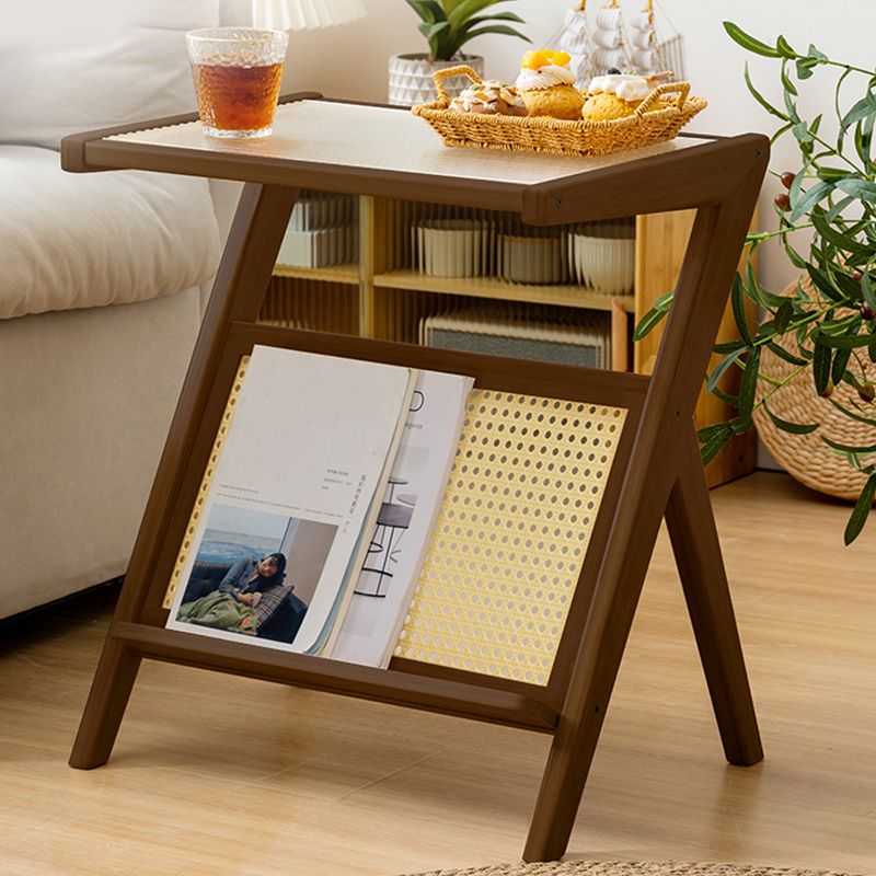 14" Wide Contemporary Corner Table Wood Storage Accent Side Table