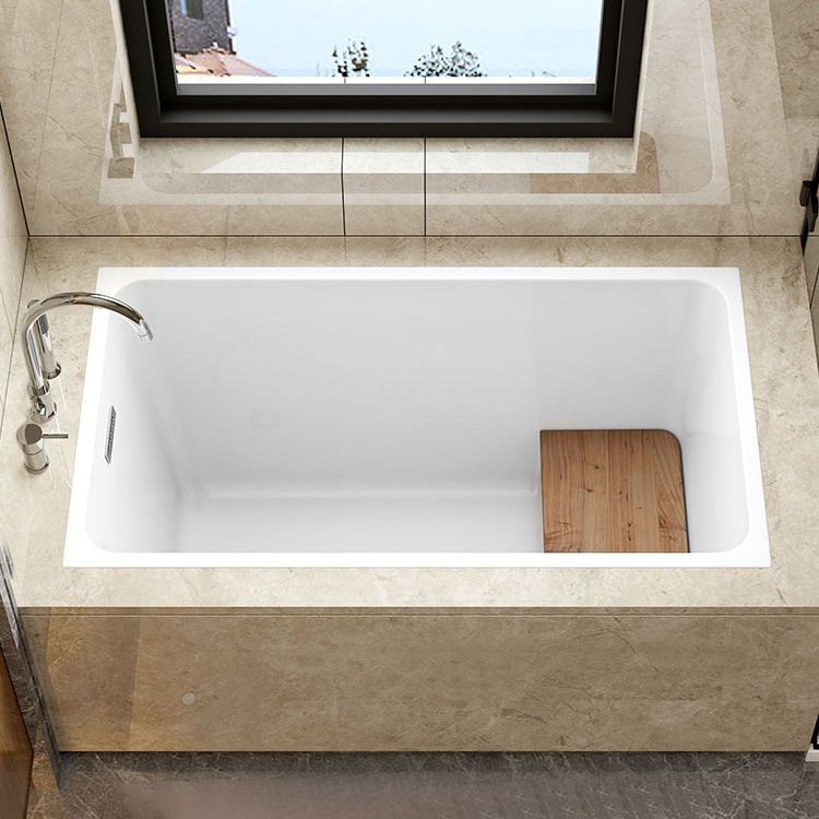 Rectangular Drop-in Acrylic Bathtub White Modern Back to Wall Bathtub (Board not Included)