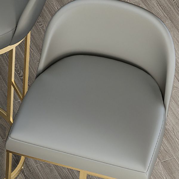 Glam Backrest Counter Stool Iron Kitchen Bar Stool with Leather Cushion and Pedal