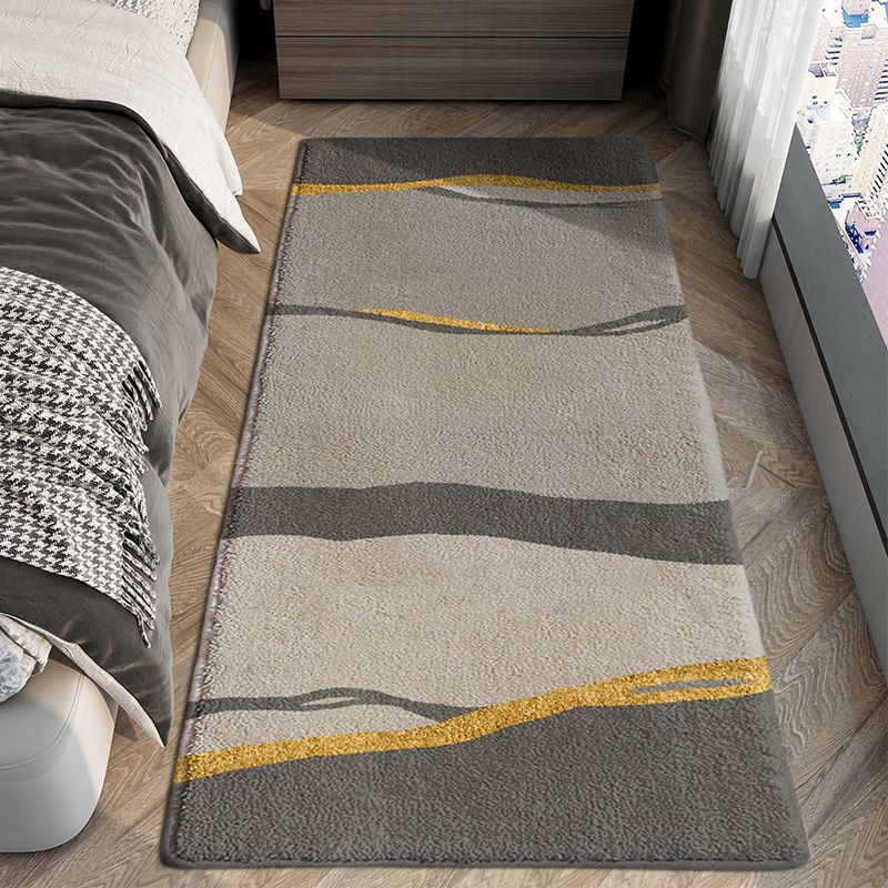 Stylish Grey Area Rug Modern Geometric Print Carpet Anti-Slip Rug for Home Decor