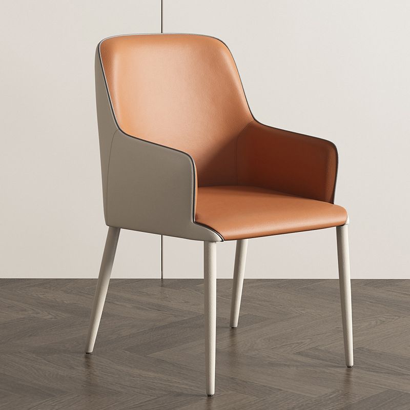 Contemporary PU Leather Dining Chairs Indoor Arm Chair with Upholstered