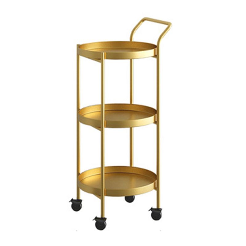 Mid-Century Metal Round Tray Top Side Table 4 Legs End Table with Shelf