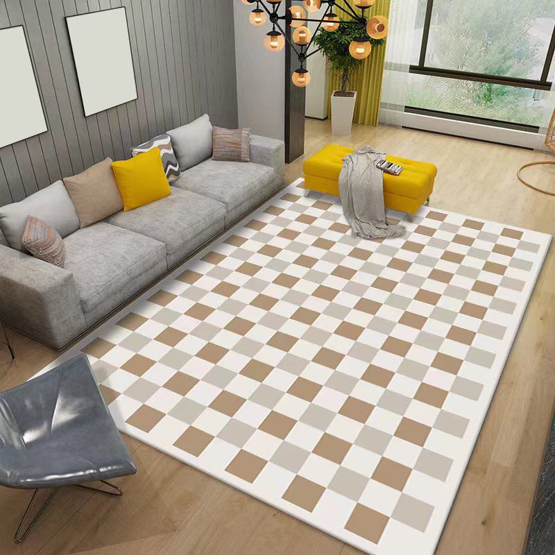 Light Orange Modern Rug Geometry Polyester Rug Washable Rug for Home Decor