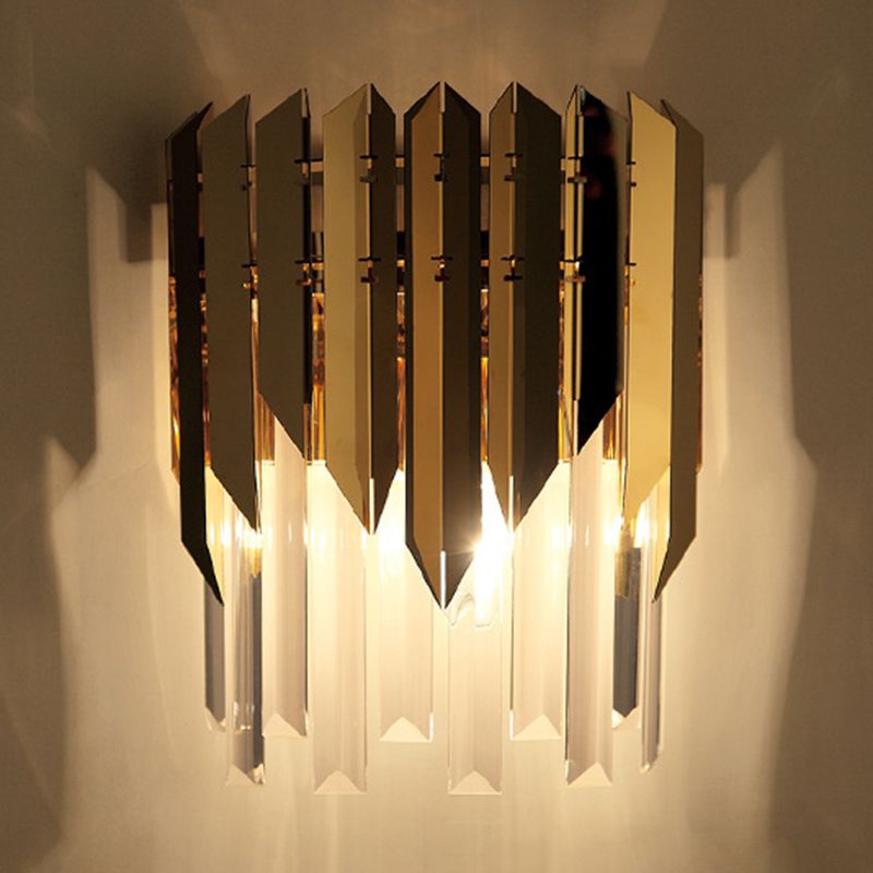 Modern Style Wall Light Gold 14" High Wall Sconce with Crystal for Living Room