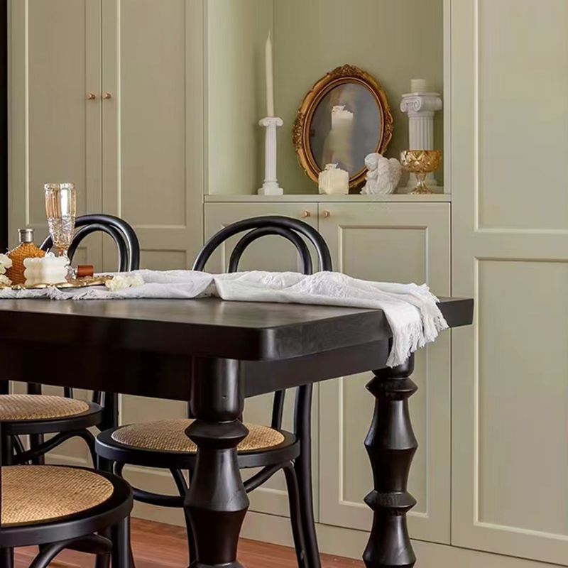 Solid Wood Dining Table Rectangle 4 Legs Dinner Table for Dining Room