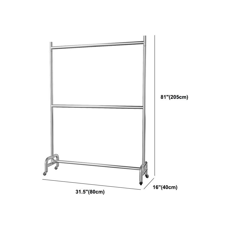 Industrial Coat Rack Free Standing with Rod Metal Hall Stand with Wheels