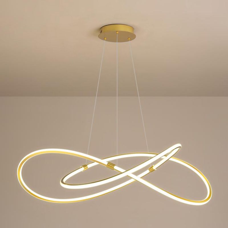 Modern Style Twist Shape Pendant Chandelier Metal 1 Light Chandelier Light in Gold