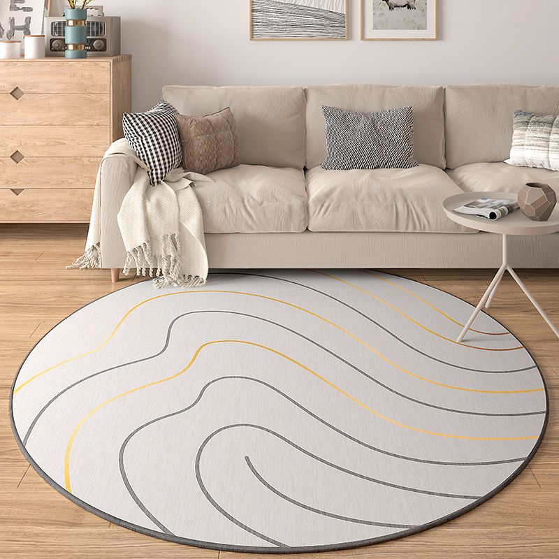 White Stripe Carpet Polyester Modern Carpet Washable Carpet for Living Room