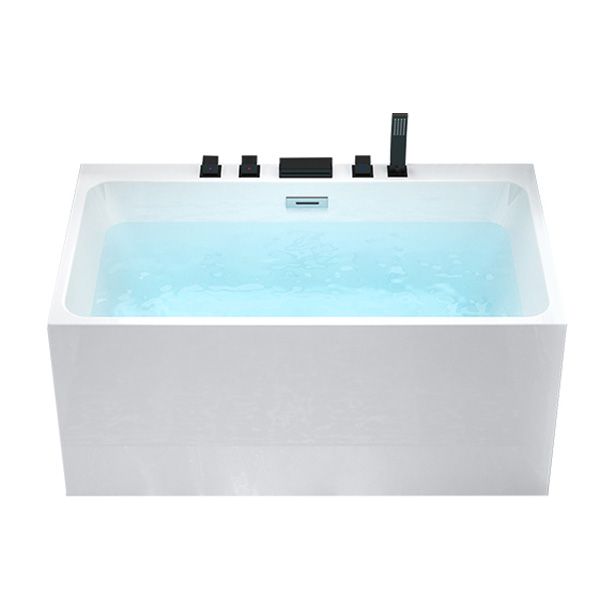 Back to Wall Soaking Bathtub Modern Rectangular Antique Finish Bathtub