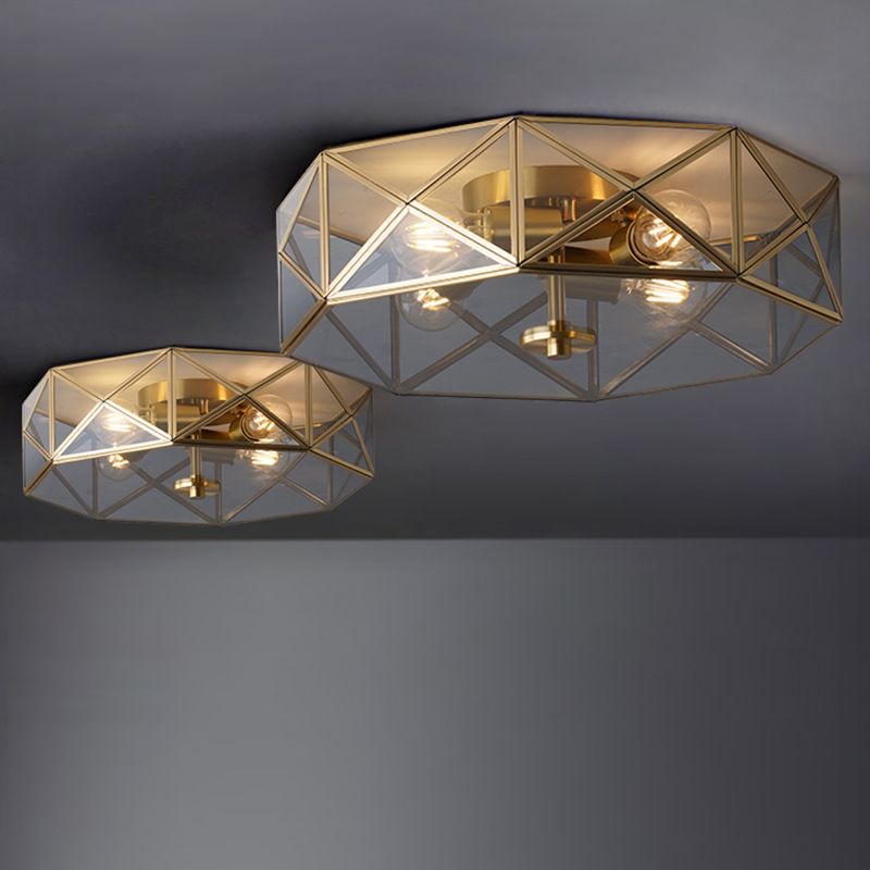 Verre Bousine ombragée Fixation de la lumière Fixture traditionnelle Fixation du plafond Fixation en clair
