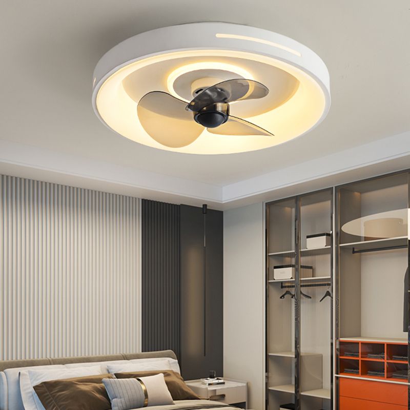 Metal Geometry Ceiling Fan Light Modern Style Single Light LED Flush Light