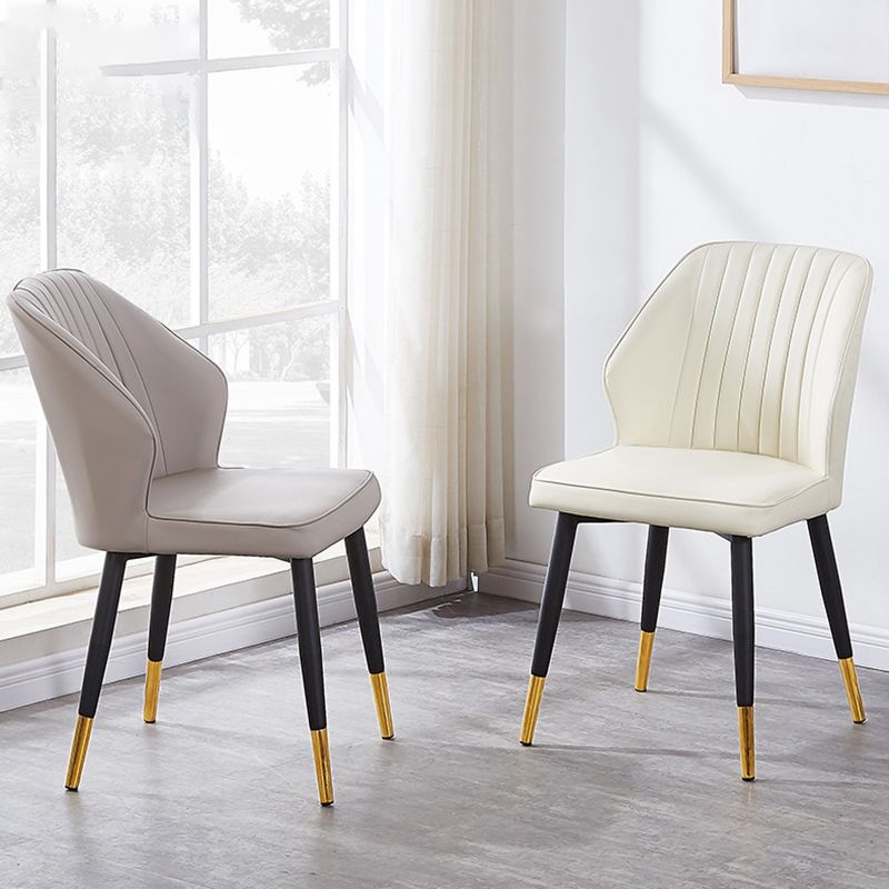 Modern Style Dining Side Chair with Metal Legs Armless Chair for Kitchen