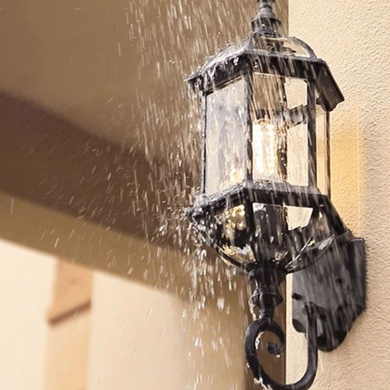 Classic Birdcage Shaped Wall Lamp Single-Bulb Clear Glass Sconce Light Fixture for Garden