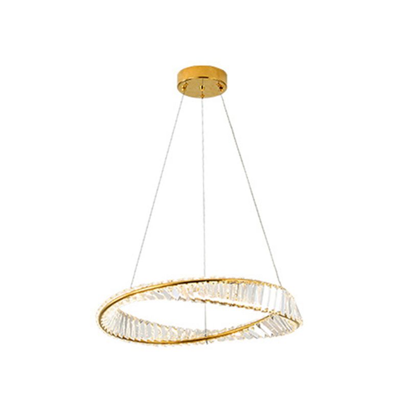 Ultra-modern Ring LED Chandelier Lamp Crystal Suspension Pendant Light for Restaurant
