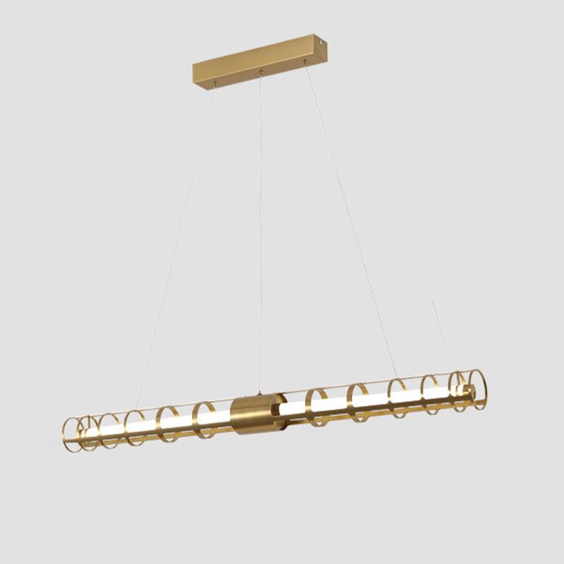 Modern Style Linear Shape Island Pendants Metal Pendant Lights in Gold for Dining Room