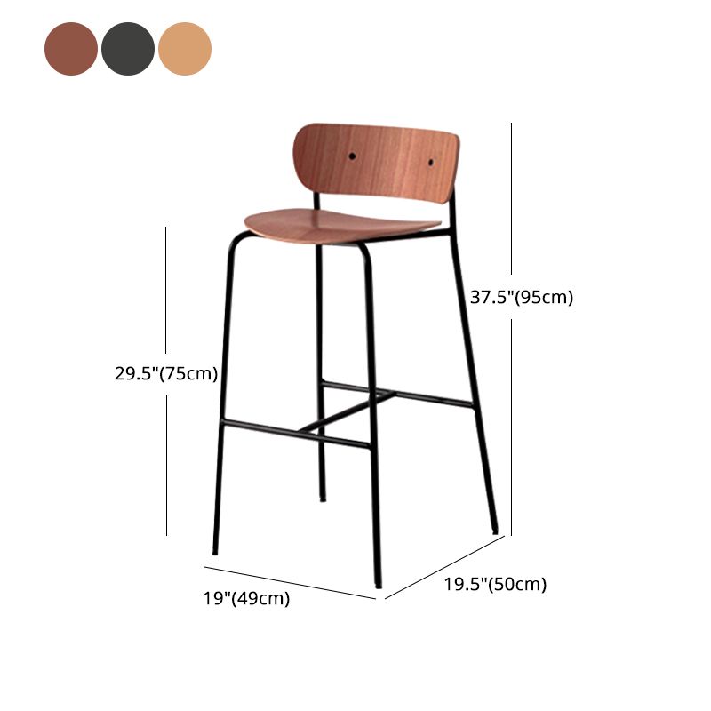 Low Back Metal Indoor Barstool Industrial Schwarzer hoher Hocker mit Holzsitz 1 Stück