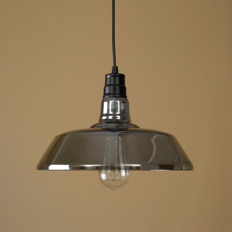 Glass Barn Shade Suspension Light Industrial-Style 1-Bulb Restaurant Pendant Light