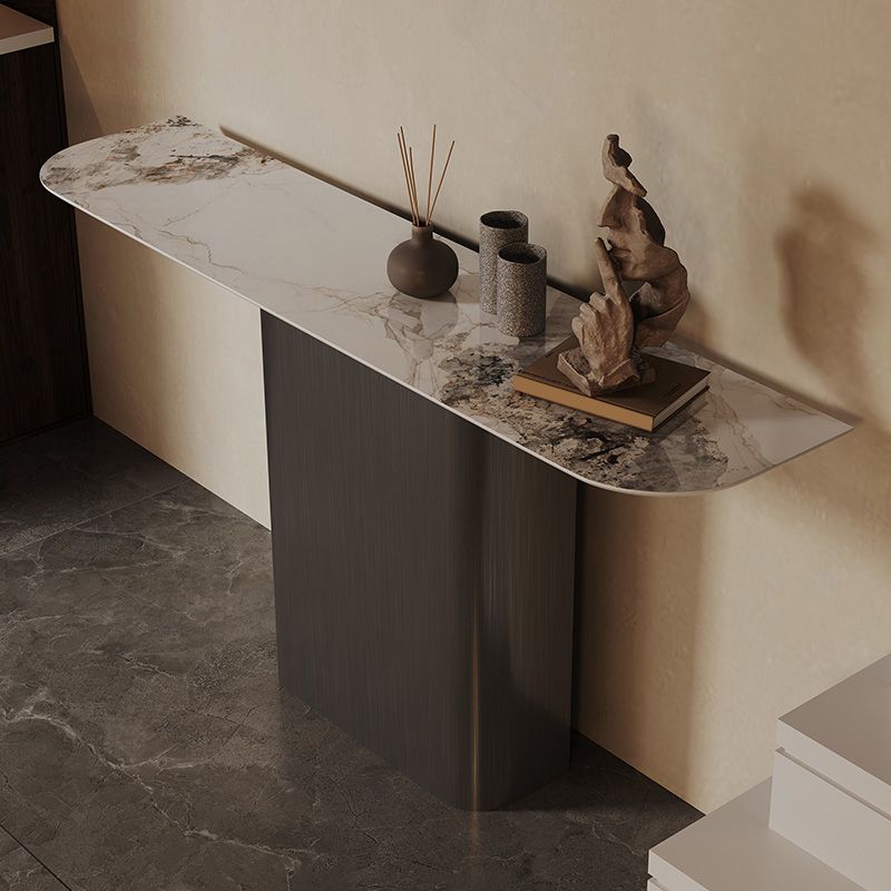 Modern Accent Table Half Moon Shape Metal Console Table for Hall , 14 inch Wide