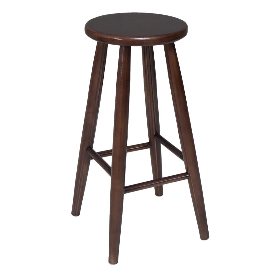 Modern Round Counter Bar Stool Wood Backless Bar Stool with Footrest