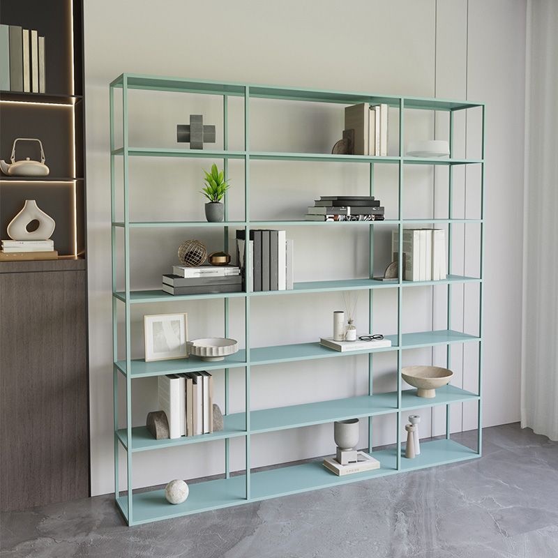 Modern Open Storage Bookcase 9.8" W Iron Frame Bookshelf with Shelves