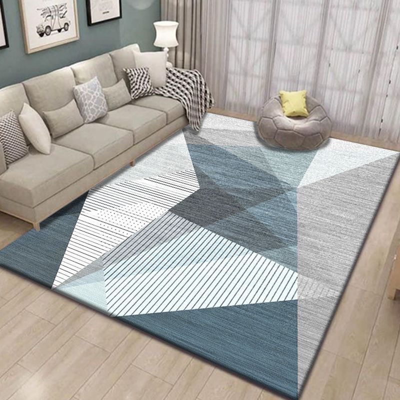 Contemporary Area Rug Modern Geometric Rug Polyester Washable Area Carpet for Living Room