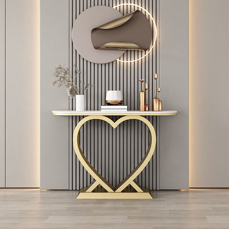 Contemporary Half Moon Console Table Antique Finish Console Sofa Table