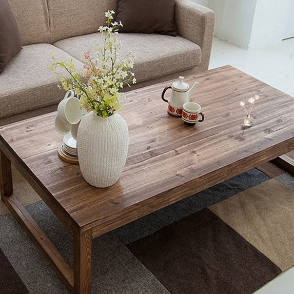 Sled Single Coffee Table Solid Wood Modern  Rectangular Cocktail Table