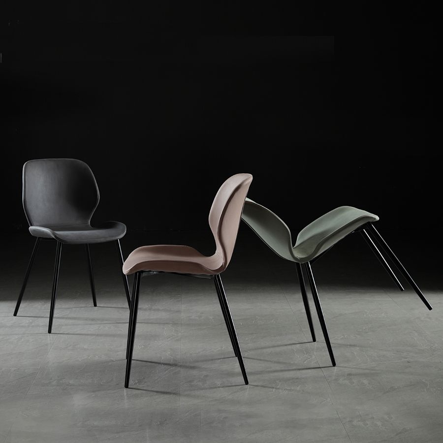 Chaise de salle à manger en tissu de lin de style scandinave Chaises de salle à manger sans accoudoirs à dossier solide (Ensemble de 2)