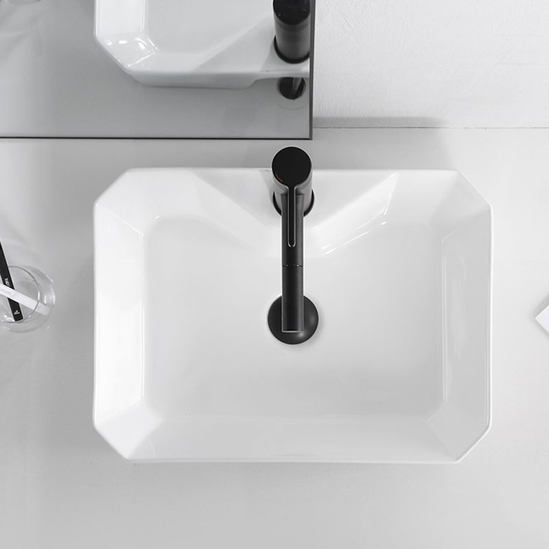 Contemporary Bathroom Sink Porcelain Solid Color Rectangular Vessel Bathroom Sink