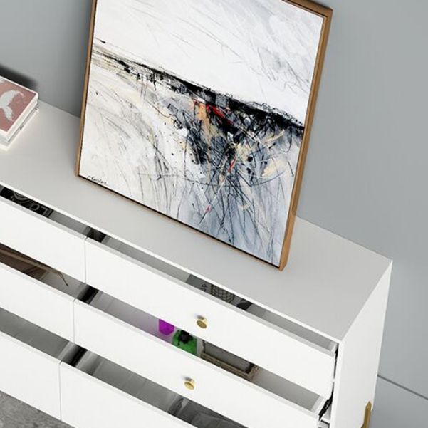 Modern Engineered Wood Sideboard Simple White Buffet Table with Drawer for Dining Room