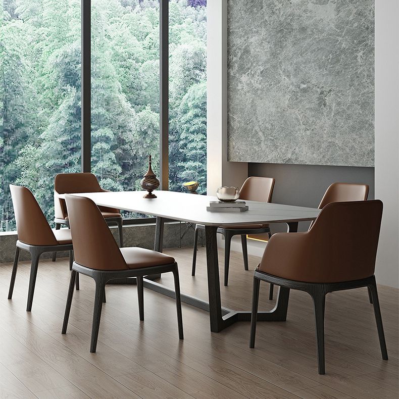 Contemporary Kitchen Dining Chairs Upholstered Chairs with Solid Wood Base