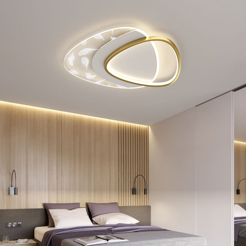 Plafonnier oblong en acrylique à montage encastré à LED en plumes à la mode moderne pour le salon