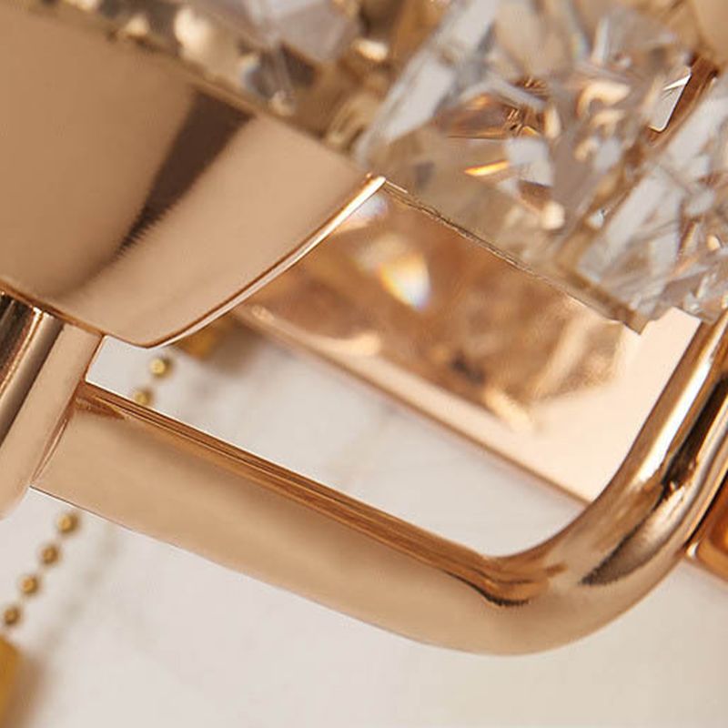 Modern Metal Wall Light Geometric Wall Sconce with Crystal for Bedroom