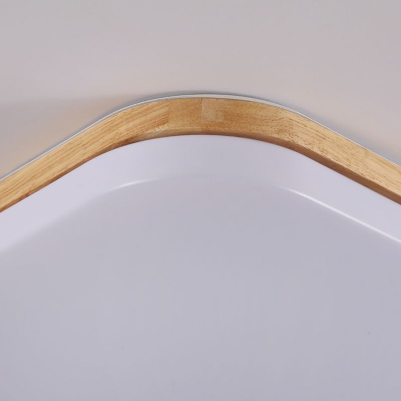 Geometry Shape LED Ceiling Lamp Modern Simple Style Wood 1 Light Flush Mount for Study Bedroom