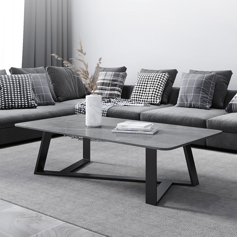 17"H Contemporary Coffee Table Single Slate Coffee Cocktail Table
