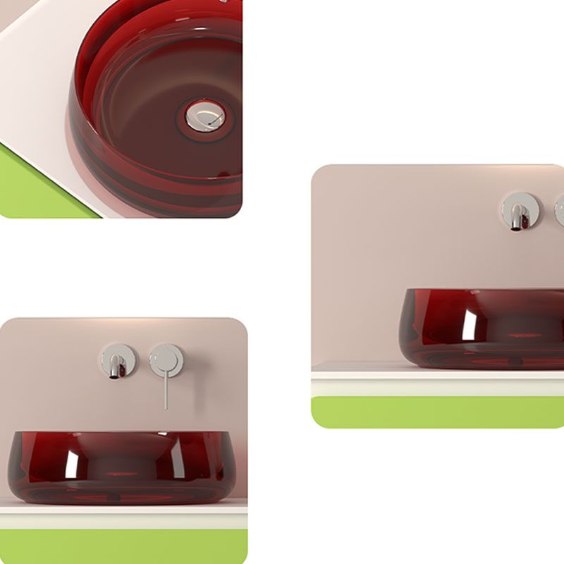 Modern Vessel Bathroom Sink Round with Pop-Up Drain Vessel Sink(Not Included Faucet)
