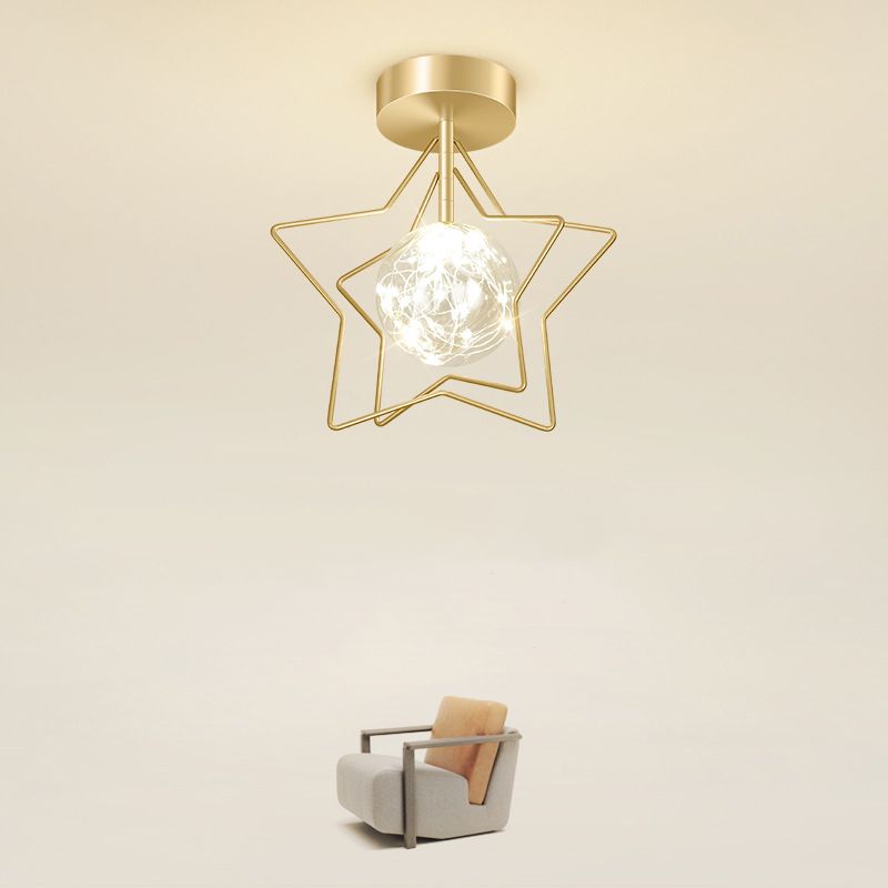 Modern Metal Ceiling Light Globe Golden Flush Mount Lighting for Home