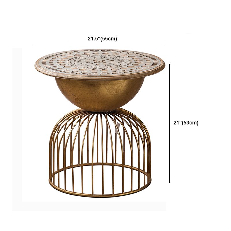 Rustic Iron Pedestal Round Wood Top Coffee Table - Distressed Surface Treatment