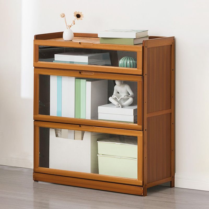 Modern Bamboo Barrister Bookcase Closed Back Bookcase for Home Office