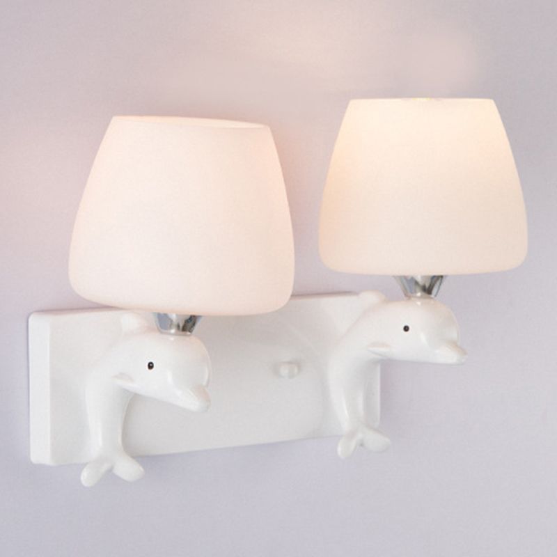 Modern Vanity Lighting Dolphin Wall Light Fixture in White for Bathroom