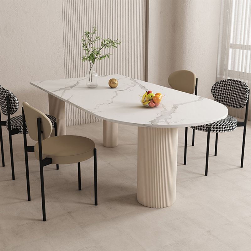 Contemporary Style Dining Sintered Stone Table Metal Table for Kitchen