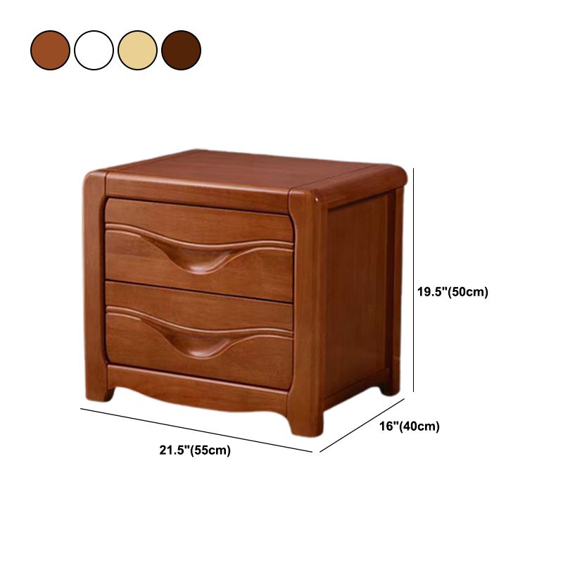 Solid Wood Nightstand Modern 2-drawer Bedside Cabinet for Living Room