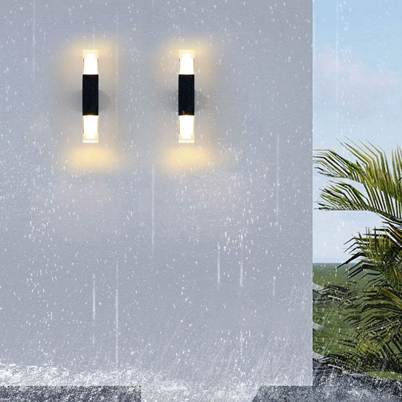 Illuminazione per esterni a forma di rettangolo acrilico moderno lampada da parete a LED in nero