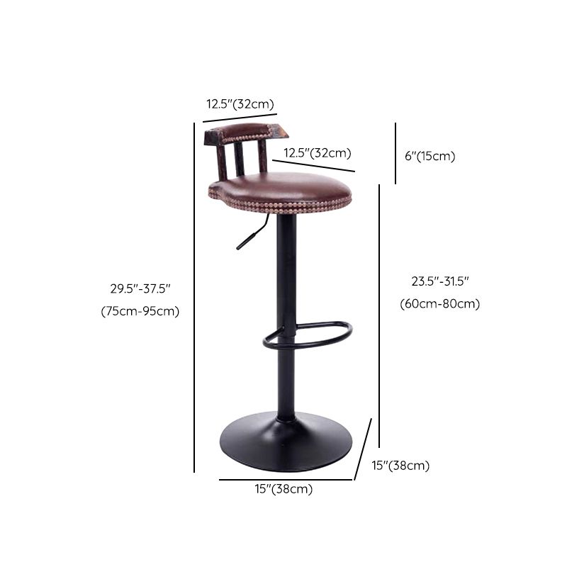 Industrial Backrest Chair with Metal Base Adjustable High Chair for Bistro Bar