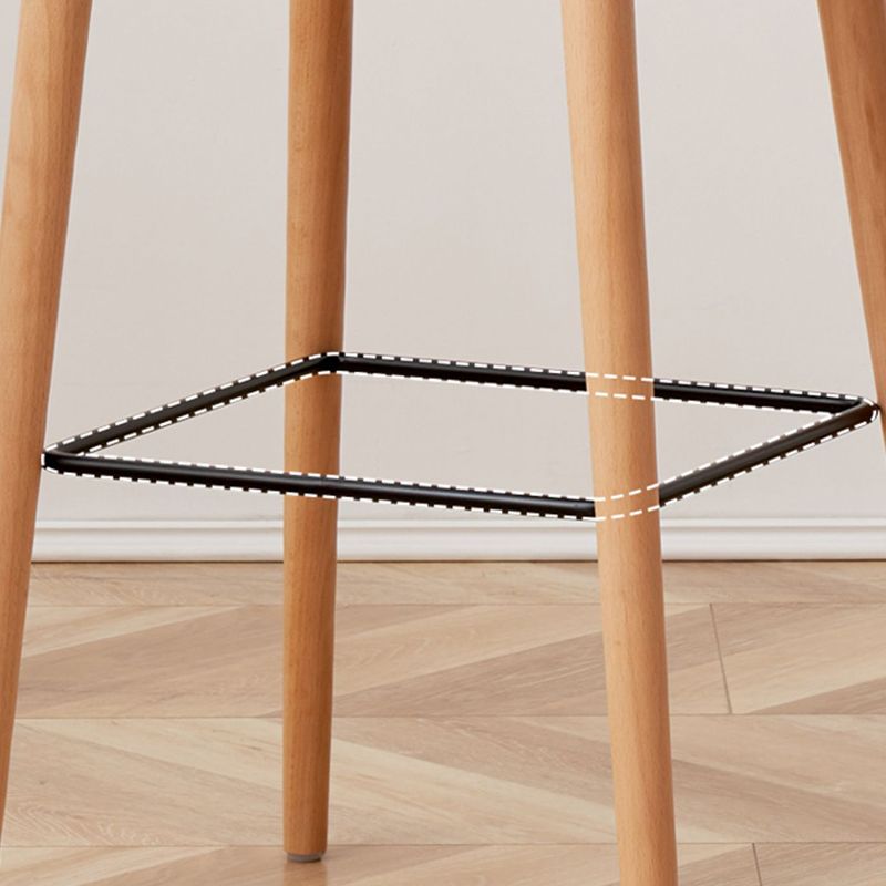 Contemporary Style Low Back Plastic Bar Stool with Wooden Leg