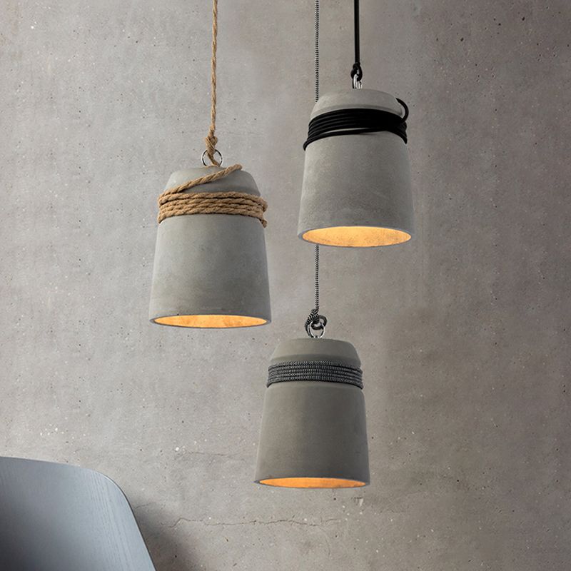 Bell Suspension Lighting Simplicity Cement Single-Bulb Dining Room Pendant Ceiling Light