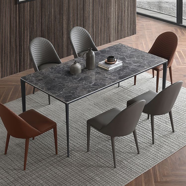 Simple Style Sintered Stone Table 4 Legs Aluminum Base Rectangle Table for Home