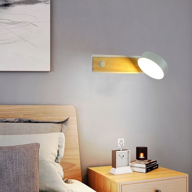 Geometric Shade 1-Light Wall Sconce Modern Style Wooden Wall Mount Light Fixture
