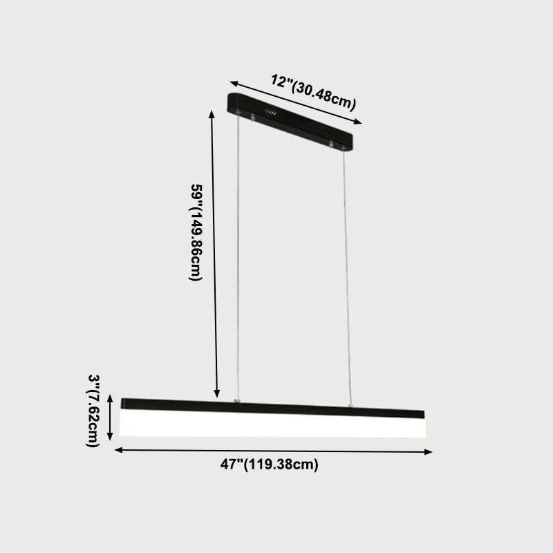 1 Light Linear Island Light Fixture Modernism Metal Island Pendant Lights in Black